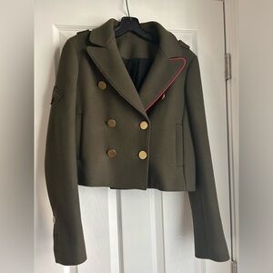 Tibi Green Admiral Cropped Peacoat